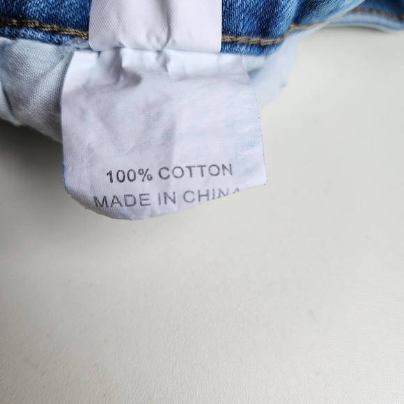 Desu Girls Light Blue Jens Denim Skirt Raw Hem W.22 Stretch Size 6 - Picture 5 of 11